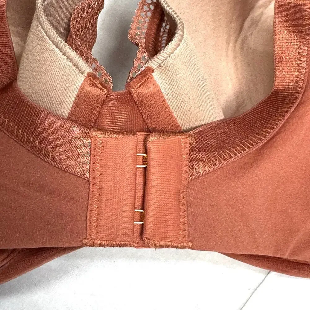 ThirdLove Graphic Lace Plunge Underwire Foam Molded Cups Bra Clay Rust Women 40D